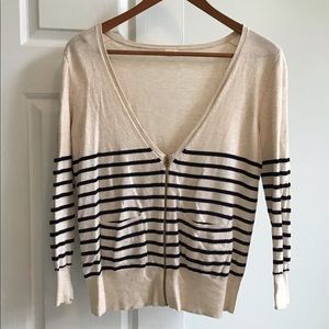 J crew zipped stripe cardigan